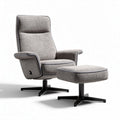 Gray upholstered reclining chair with ottoman and swivel base dimensions 80 x 80 x 100cm