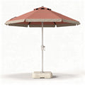 Outdoor patio umbrella with aluminum pole and concrete base 200 x 200 x 250cm in red and beige