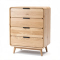 Wooden chest of drawers with four spacious drawers in natural finish