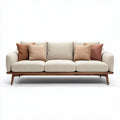Modern fabric sofa with wooden legs and decorative throw pillows 200 x 90 x 80cm