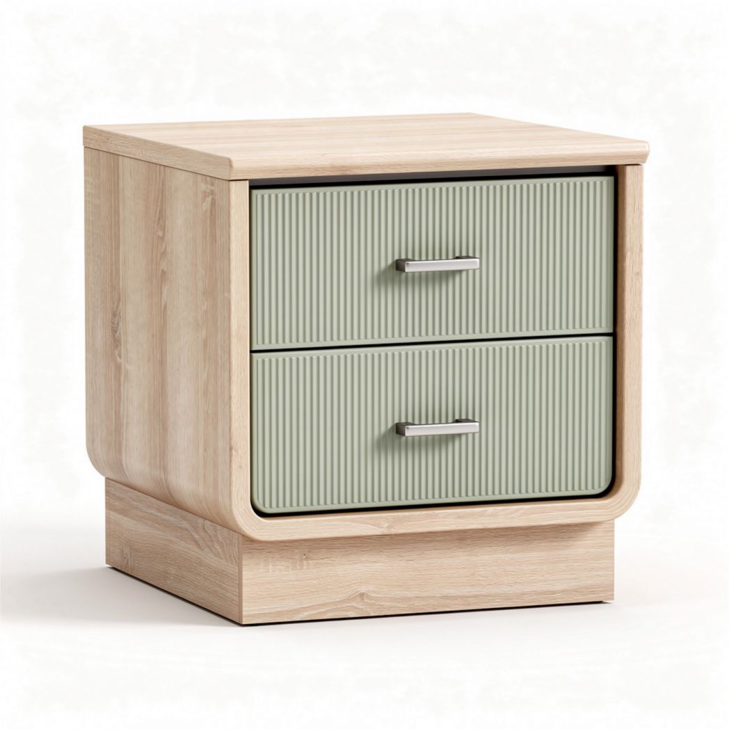 Navy blue nightstand with two drawers and gold metal legs 50 x 40 x 60cm