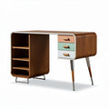 Wooden writing desk with storage shelves and three color drawers 120 x 60 x 75cm