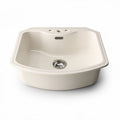 Ceramic kitchen sink with integrated drain and faucet holes in cream 50 x 50 x 20cm