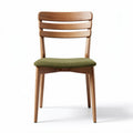 Wooden dining chair with green fabric cushion and backrest support 45 x 45 x 80cm