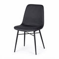 Upholstered dining chair with black metal legs in dark grey fabric 45 x 45 x 90cm