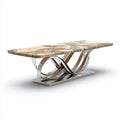 Marble dining table with gold metal base in oval shape 200 x 100 x 75cm