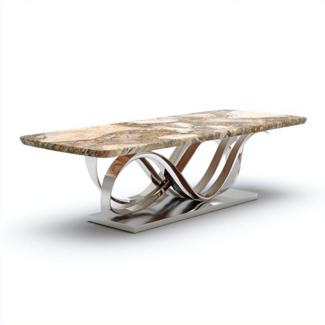 Marble dining table with gold metal base in oval shape 200 x 100 x 75cm