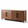 Wooden sideboard with marble top in walnut finish 150 x 35 x 75cm